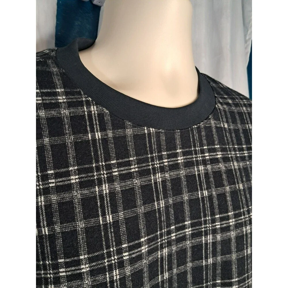 NWT Banana Republic Mens Black White Check pullover Sweater Size 2XL